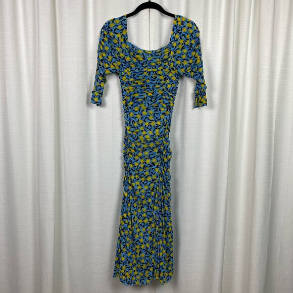 Diane Von Furstenberg Blue Lemon Print Dacey Dress Sz.M NWT - Picture 12 of 16